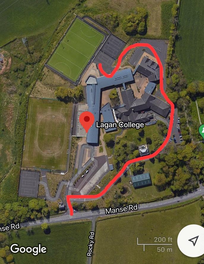Lagan College - route to pitch from main entrance